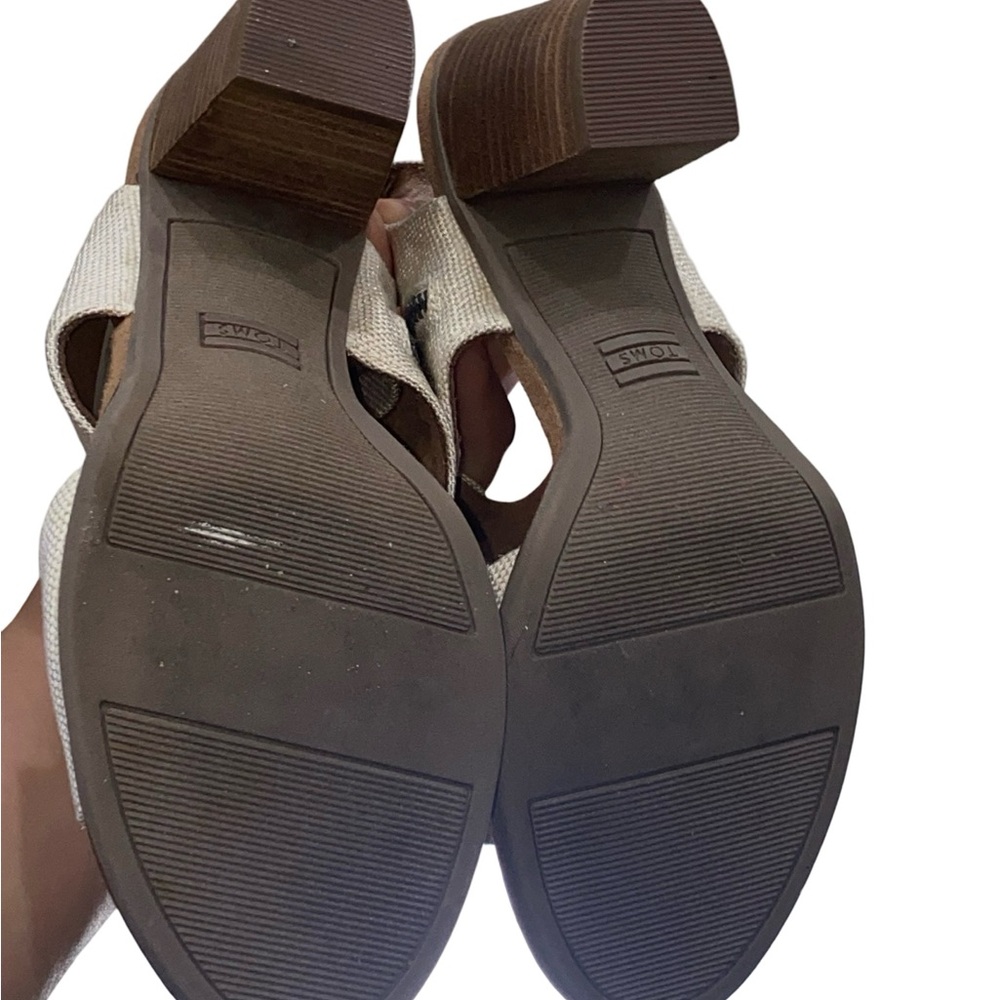 TOMS Women's Majorca Cutout Heeled Sandals in ivory, block heel,‎ zipper size 8 - Picture 8 of 10